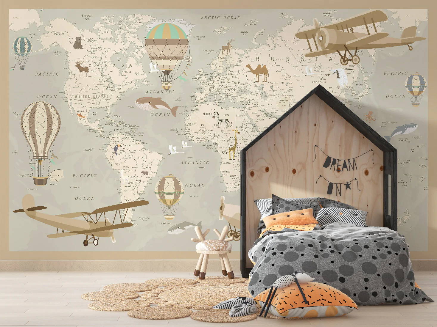 Papier peint carte du monde, un choix décoratif et ludique