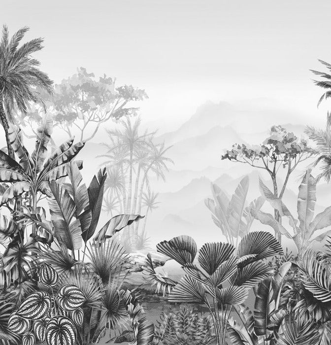 Tropical black and white wallpaper
