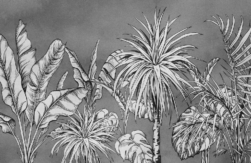 Black and white jungle wallpaper