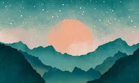 Papier peint sur mesure montagne brume turquoise, XXL, tendance