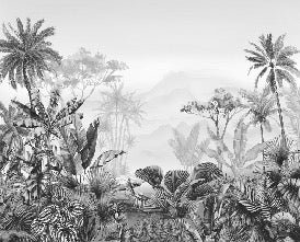 Tropical black and white wallpaper
