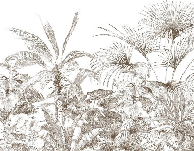 Tropical wallpaper monochrome engraving