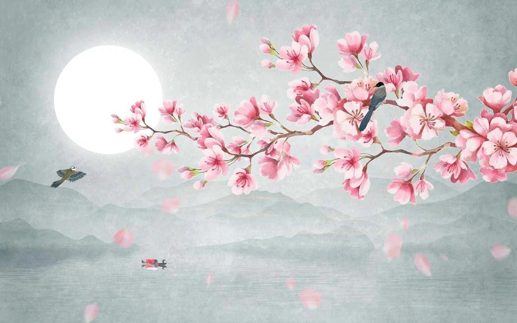 Poetic cherry blossom floral wallpaper