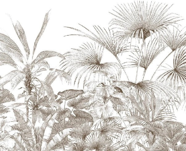 Monochrome engraving tropical wallpaper