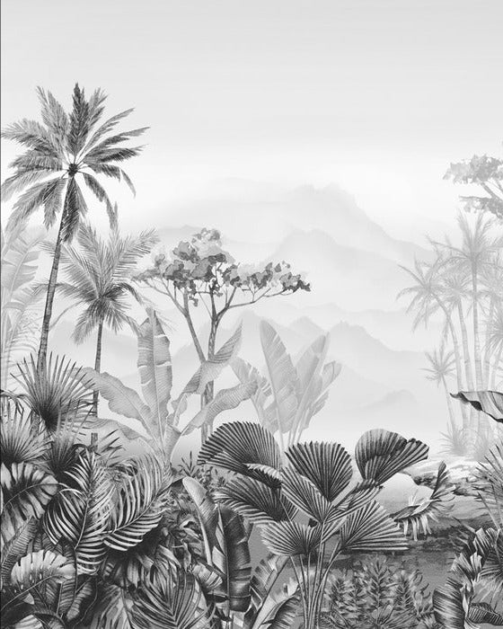 Tropical black and white wallpaper