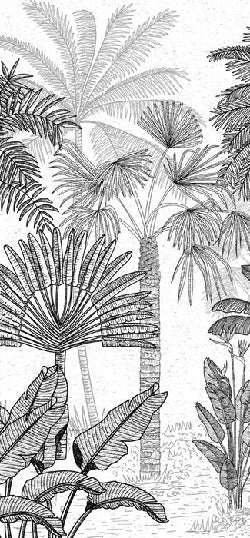 Toilet wallpaper jungle cocotier tendance gravure
