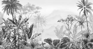 Tropical black and white wallpaper