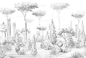 Roman style pinewood wallpaper