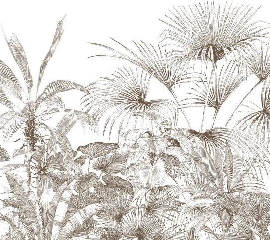 Monochrome engraving tropical wallpaper