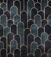 Dark blue chic toilet wallpaper