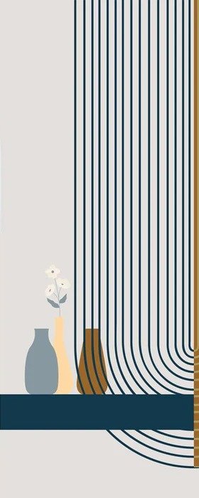 Graphic blue arch wallpaper