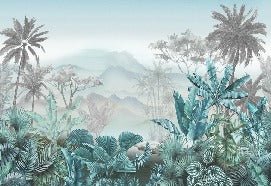 Trendy tropical blue wallpaper