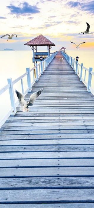 Trompe l'oeil wallpaper Pontoon sea view