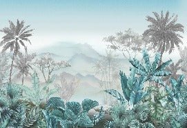 Papier peint tendance tropical bleu, XXL, tendance