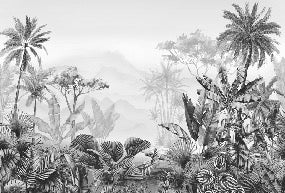 Tropical black and white wallpaper