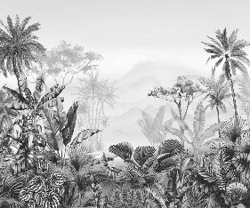 Tropical black and white wallpaper