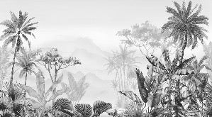 Tropical black and white wallpaper