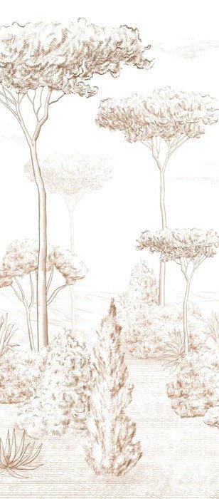 Sepia pinewood Roman-style wallpaper