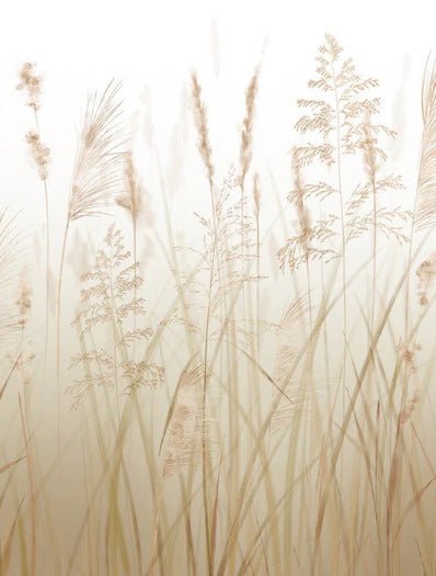 Beige wheat field flower toilet wallpaper