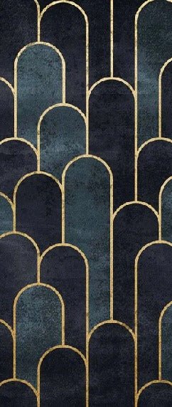 Dark blue chic toilet wallpaper