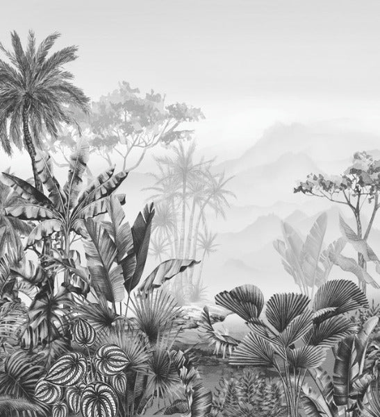 Tropical black and white wallpaper