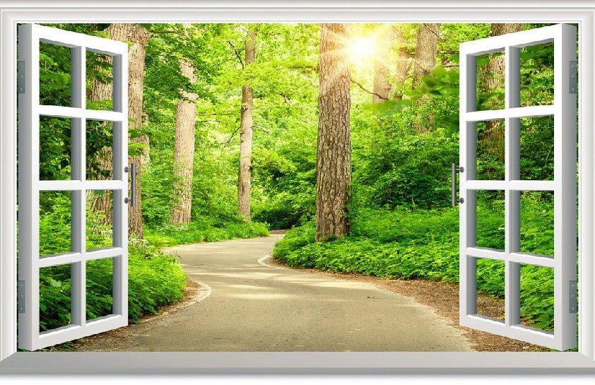 Trompe l'oeil wallpaper forest walk