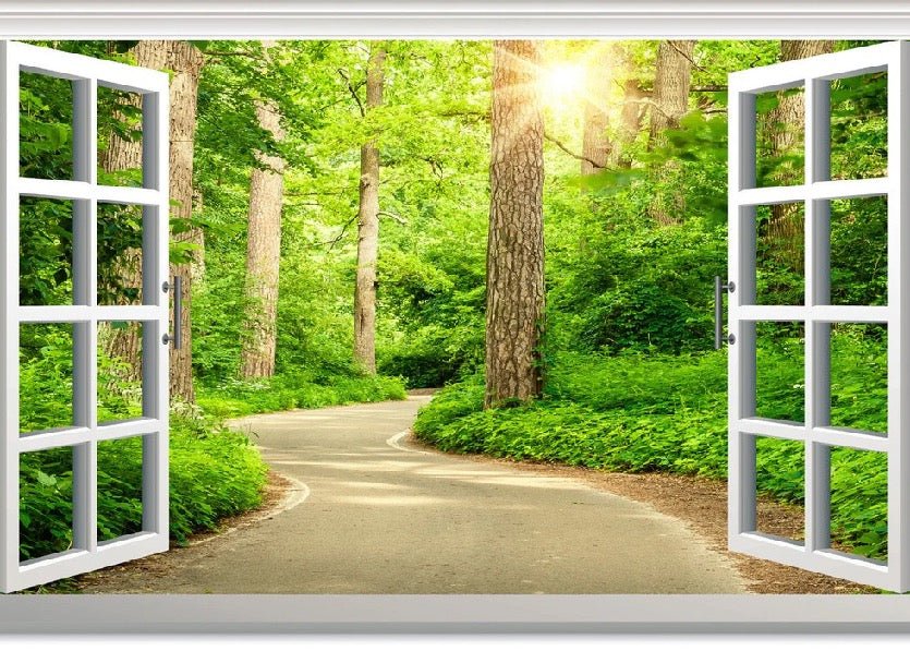 Trompe l'oeil forest walk wallpaper