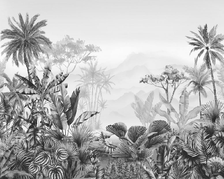 Tropical black and white wallpaper