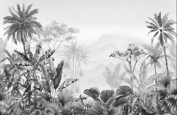 Tropical black and white wallpaper