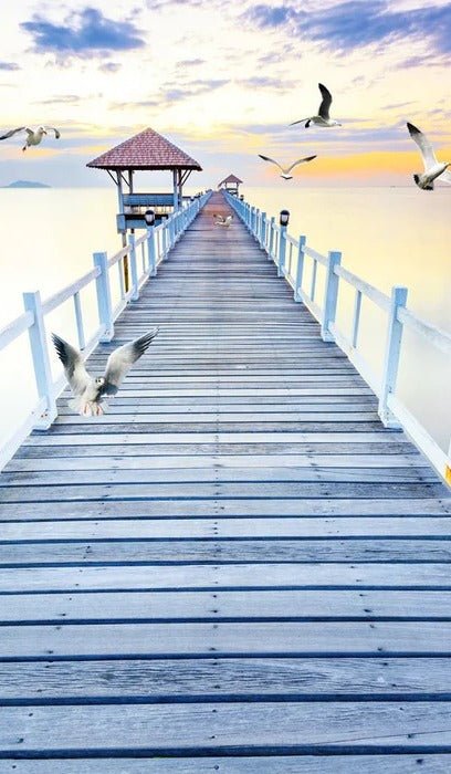 Trompe l'oeil wallpaper Pontoon sea view