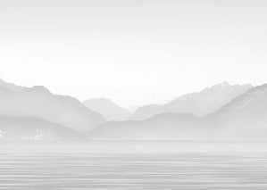 Annecy and its peaceful lake black and white wallpaper