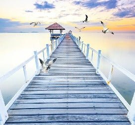 Trompe l'oeil wallpaper Pontoon sea view