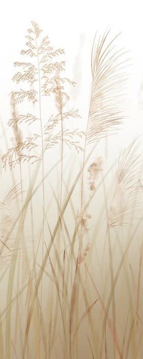 Beige wheat field flower wallpaper for the bathroom