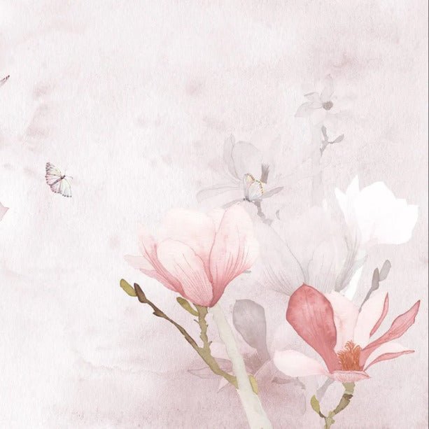 Papier peint aquarelle magnolia rose, XXL, tendance