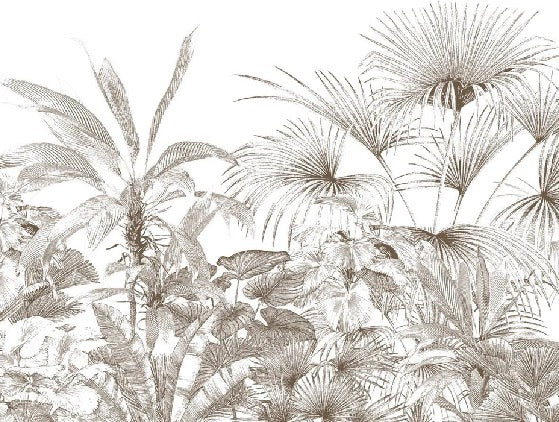 Monochrome engraving tropical wallpaper