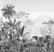 Tropical black and white wallpaper