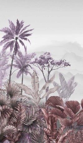 Trendy tropical purple toilet wallpaper