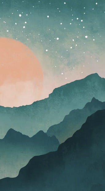 Custom-made wallpaper with turquoise misty mountains