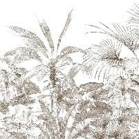 Monochrome engraving tropical wallpaper