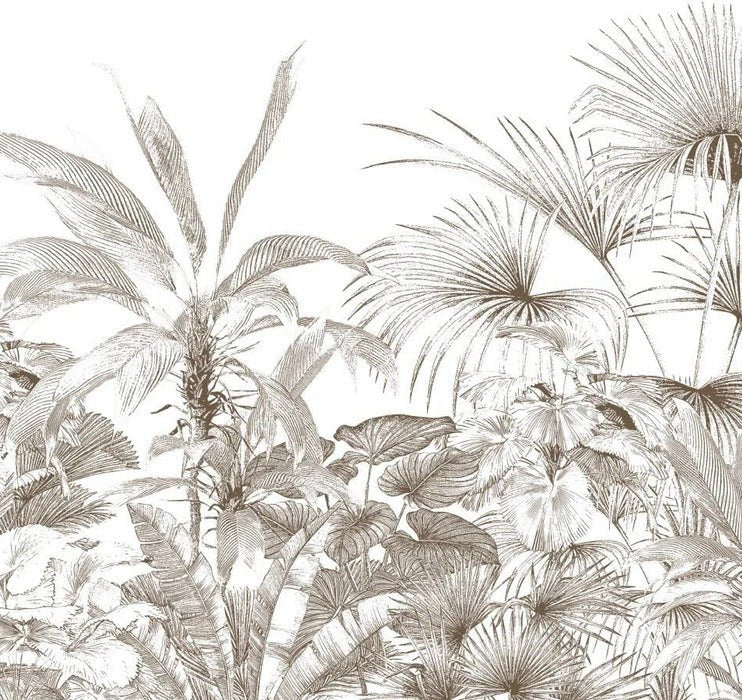 Tropical wallpaper monochrome engraving
