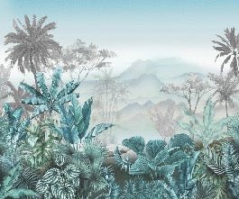 Trendy tropical blue wallpaper