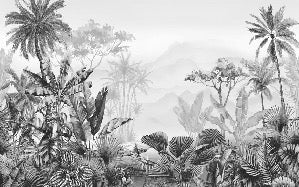 Tropical black and white wallpaper
