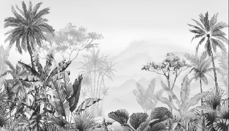 Tropical black and white wallpaper