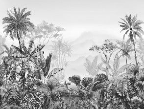 Tropical black and white wallpaper