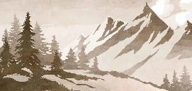 Vintage sepia-toned fir and mountain wallpaper