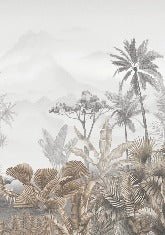 Papier peint tendance tropical sepia, mural concept, tendance