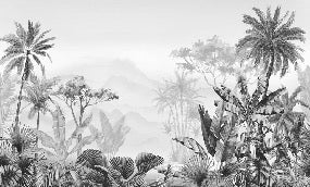 Tropical black and white wallpaper