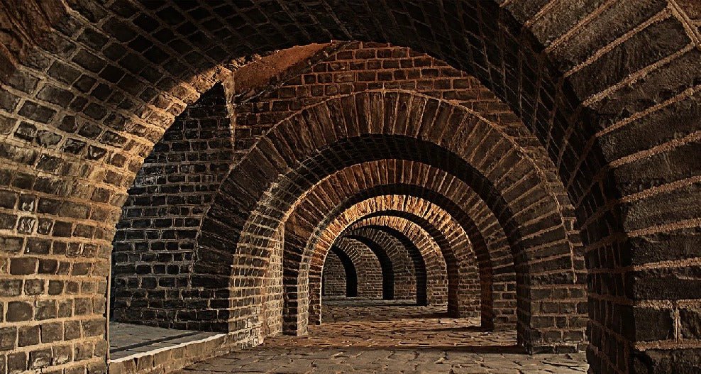 Trompe l'oeil Bricks Passage wallpaper