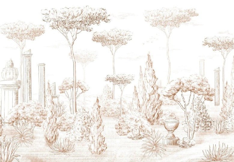 Sepia pinewood Roman-style wallpaper