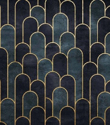 Dark blue chic toilet wallpaper